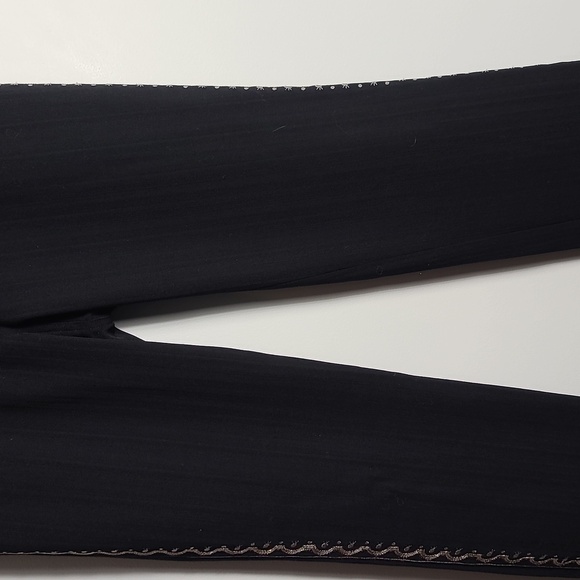 NICOLE MILLER Collection Wool Embroidered Pants in Black Size Small - Picture 7 of 15